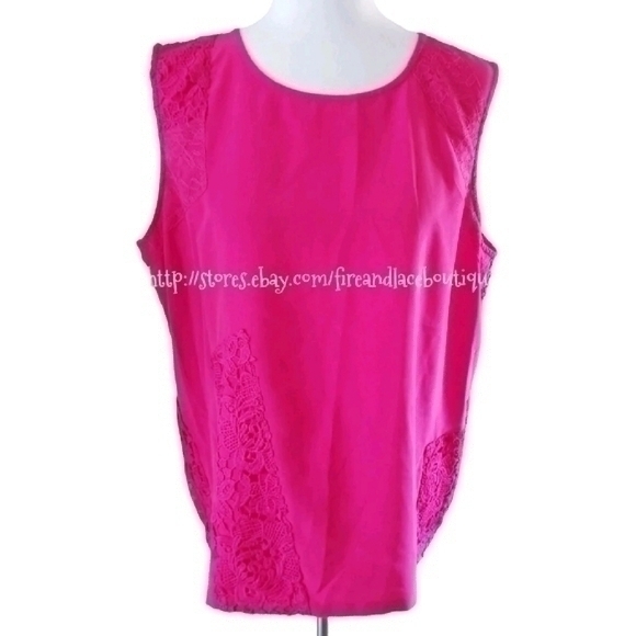 CALVIN KLEIN PINK LACE SHELL TOP SZ XL - Picture 1 of 6